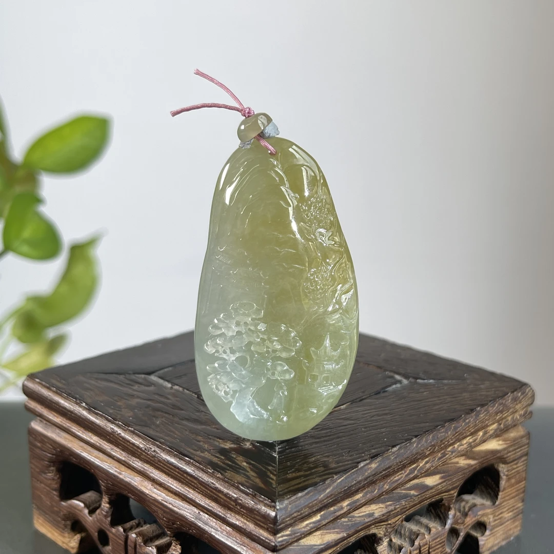 JGB12-119  天然缅甸A货翡翠  山水牌