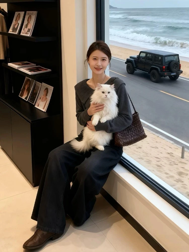 米满满-THE Bohe（12442#）复古洗水宽松韩版阔腿裤（加绒加厚）