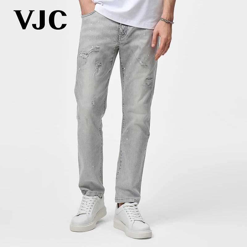VJC/威杰思2025夏季新款男装潮流街头时尚牛仔九分裤B25BO2436