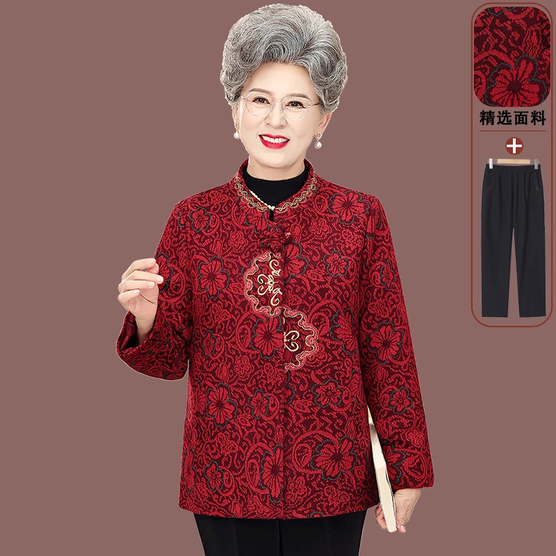 中老年人秋装女妈妈唐装奶奶春秋新中式国风外套70岁80老太太衣服