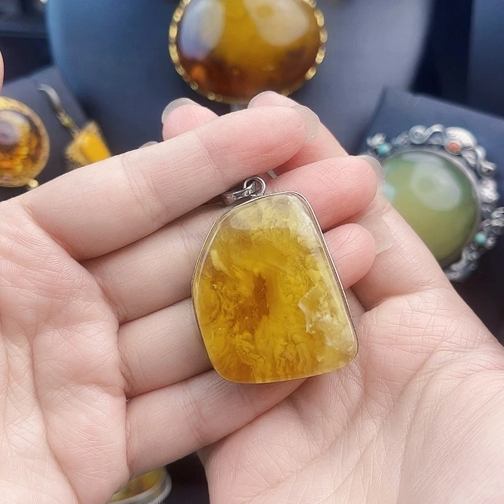 琥珀银S925镶嵌裸石