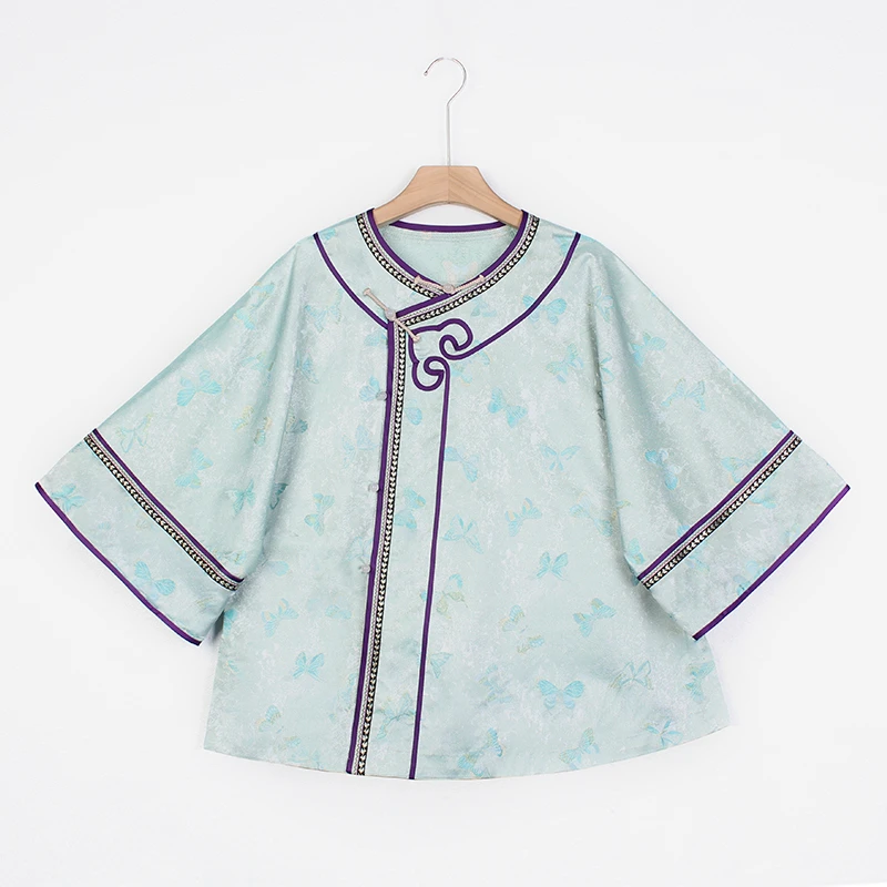【尔青】复古新中式纯手工桑蚕丝中国风对襟女士上衣