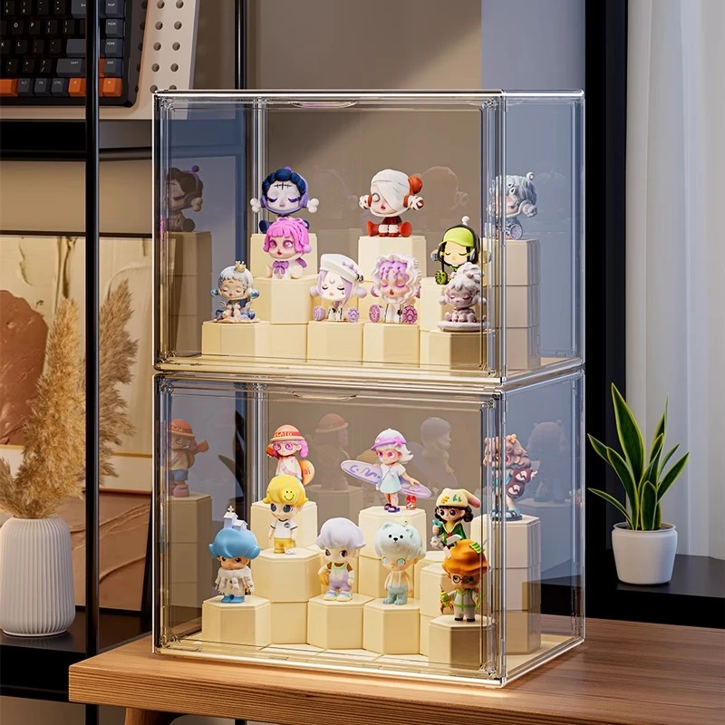 盲盒收纳展示盒泡泡玛特透明防尘亚克力手办盒大尺寸便捷可拆卸
