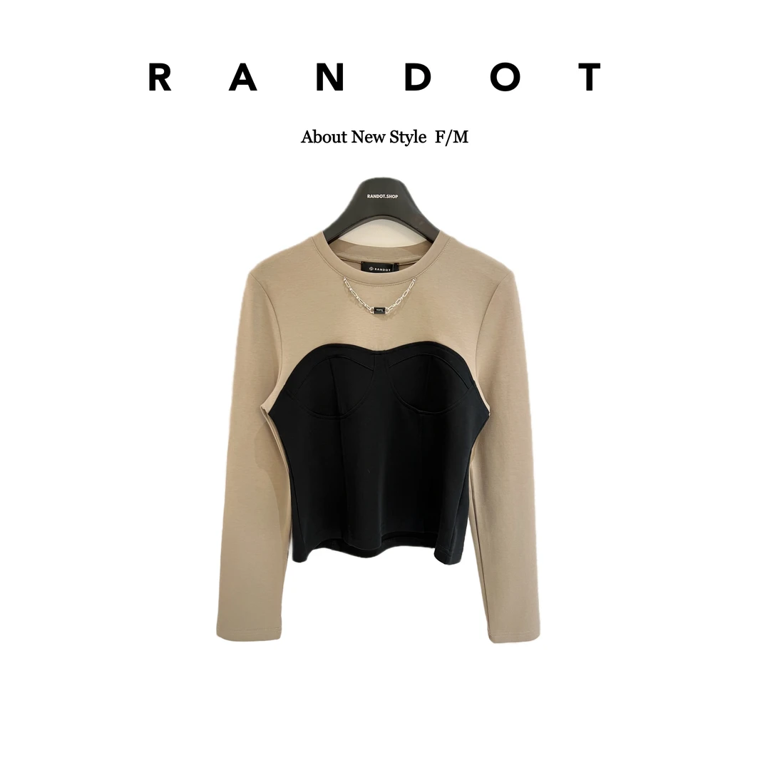 RΛNDOT原创设计师款拼接抹胸链条领打底上衣93236