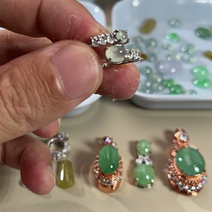 翡翠银S925镶嵌戒指