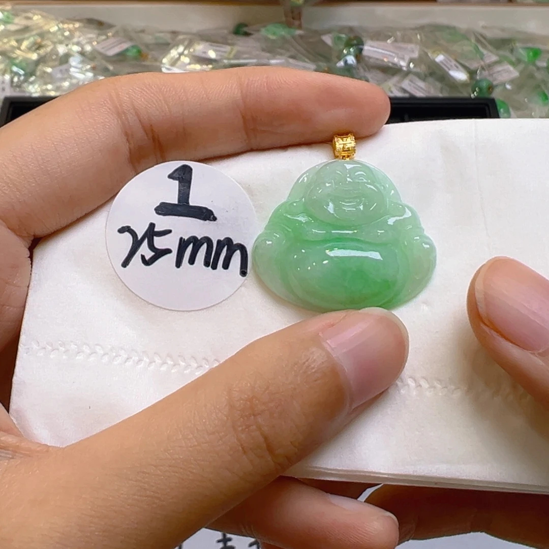 吊坠(不含链)18K金镶嵌翡翠