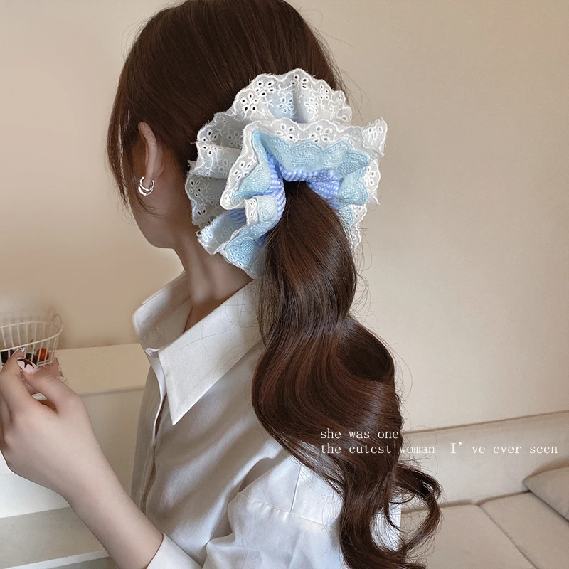 巨饱满！蕾丝四层发圈头饰高弹扎头发饰复古女发绳头绳韩国肠圈