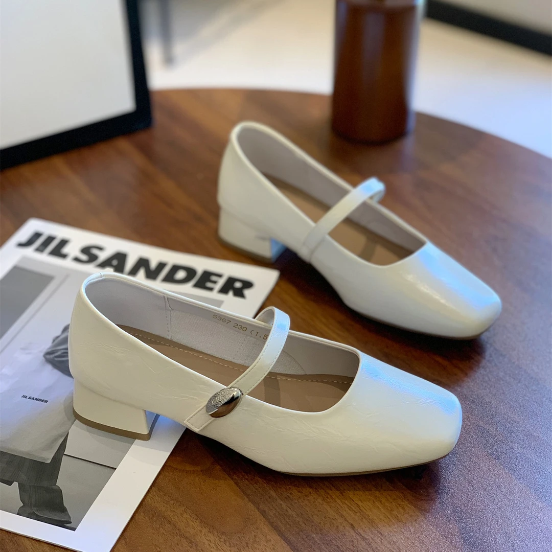 粗跟方头玛丽珍女鞋2025年秋季新款小香风浅口法式配裙子时尚单鞋