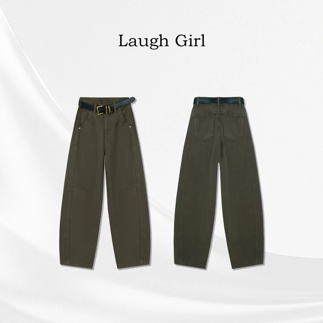 楚楚君 Laugh girl【细节牛仔】设计立裁渐变弯刀牛仔裤KL531023J