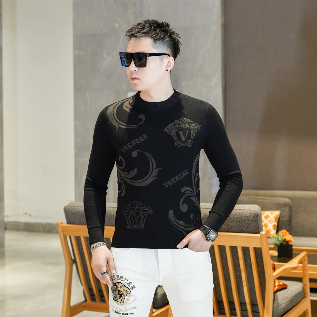 2025秋冬新品山羊绒混纺针织打底衫修身潮流欧货长袖毛衣男GL3823