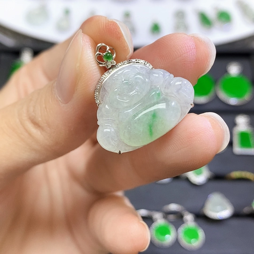 翡翠18K金镶嵌吊坠(不含链)