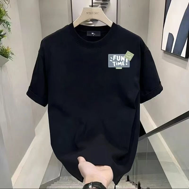 雅鹿男t恤爆款新款印花宽松纯棉半袖宽松衣服短袖t恤男生男款男士