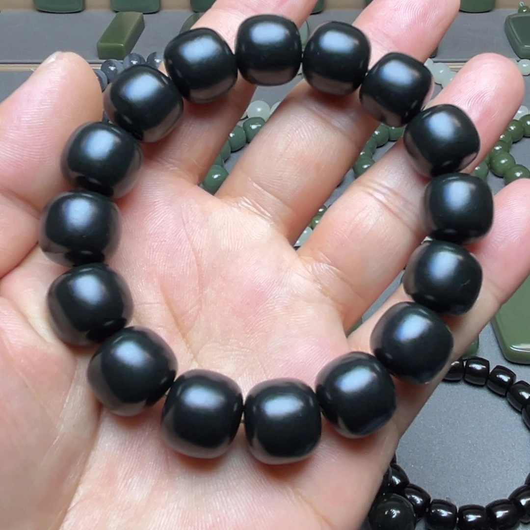 和田玉未镶嵌手链塔黑卡14