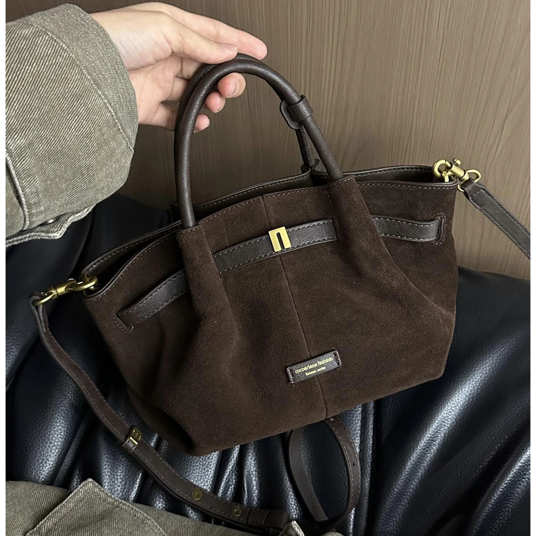 磨砂牛皮新款时尚百搭单肩包高级感真皮手提花园包云朵包斜挎包女