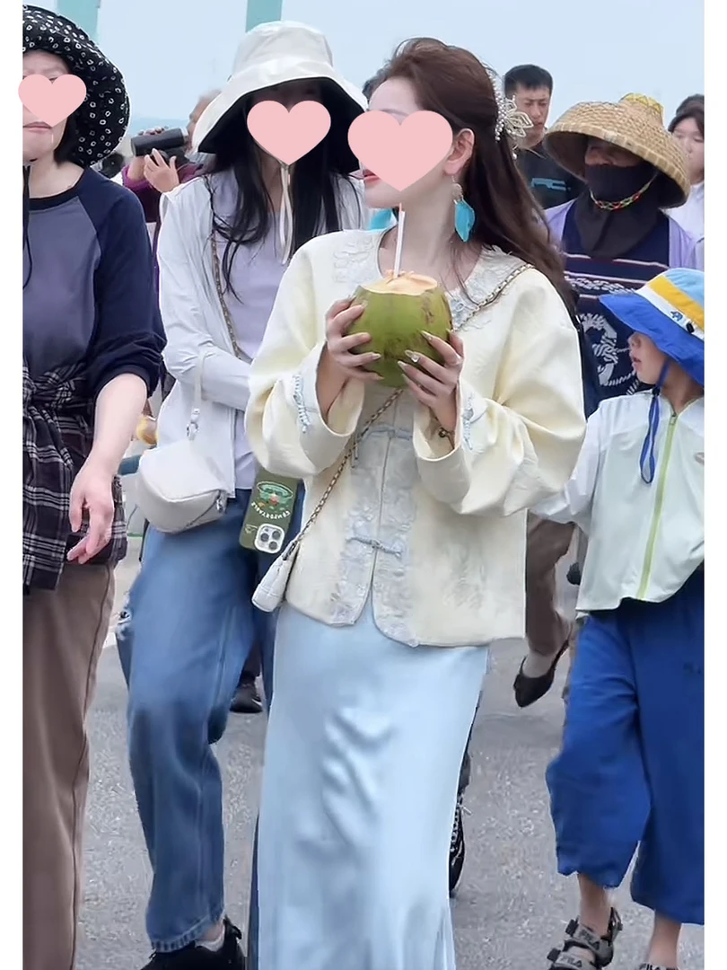 风生水起2025年春季新中式国风贵气外套上衣+半身裙两件套装女