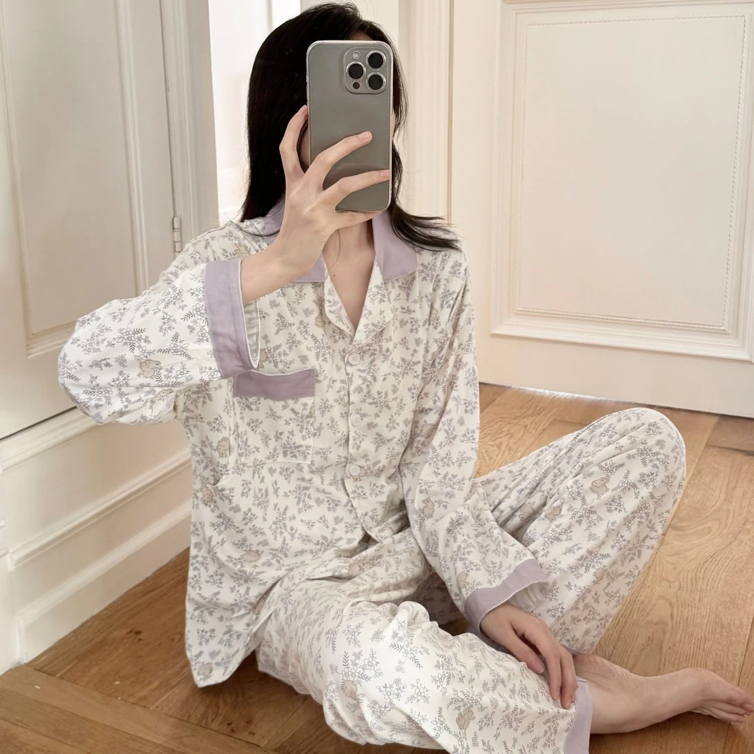 【秋冬云感棉带胸垫】月子服产后哺乳睡衣孕妇喂奶住院服产妇家居服