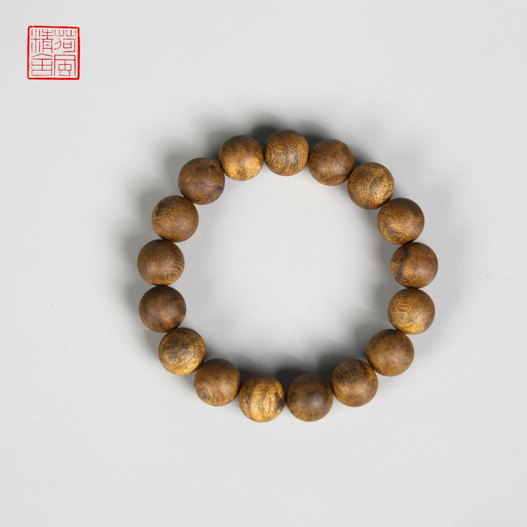 海南棋楠金沙叶满结油1.3圆珠单圈沉香手串-CX075