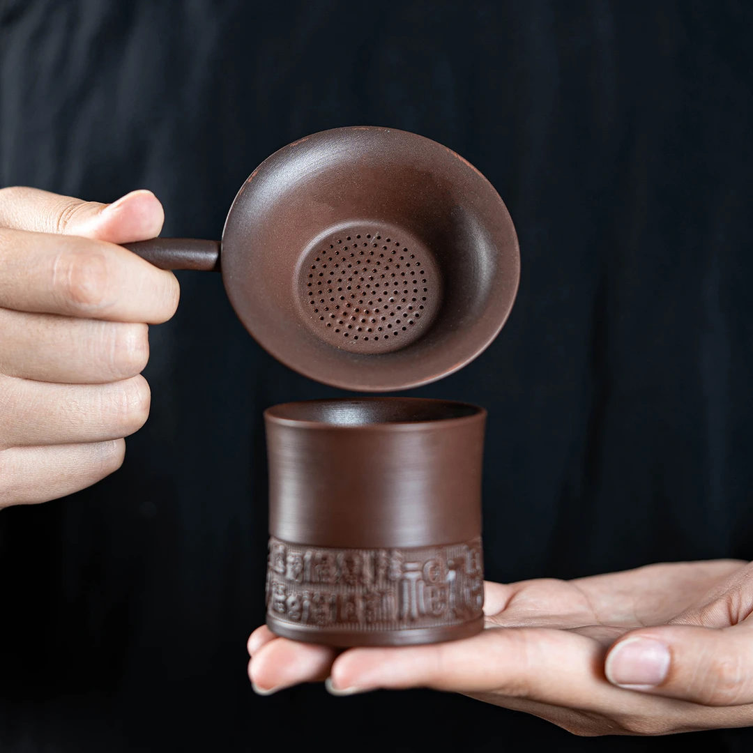 允铮复古手工创意紫陶茶漏家用一体过滤网功夫茶具配件