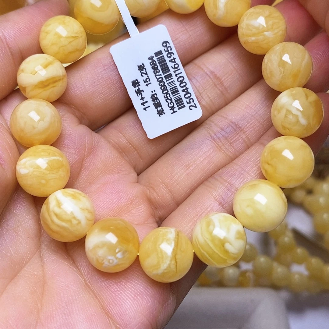 蜜蜡未镶嵌手串11圆珠手串