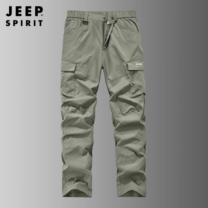 吉普男士工装裤夏季2025新款宽松直筒男裤户外薄款透气休闲长裤子