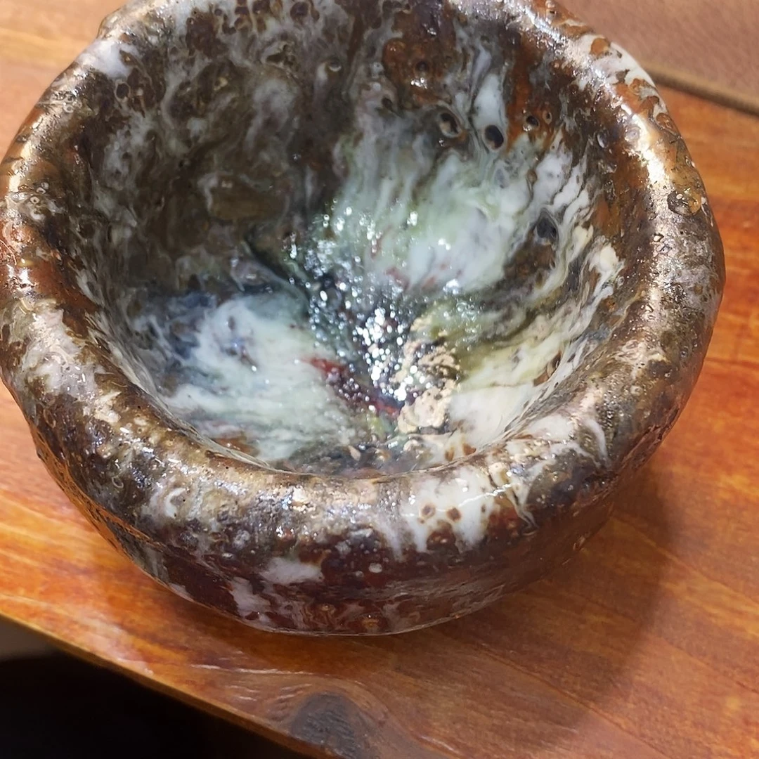 青***念粗陶柴烧志野茶器