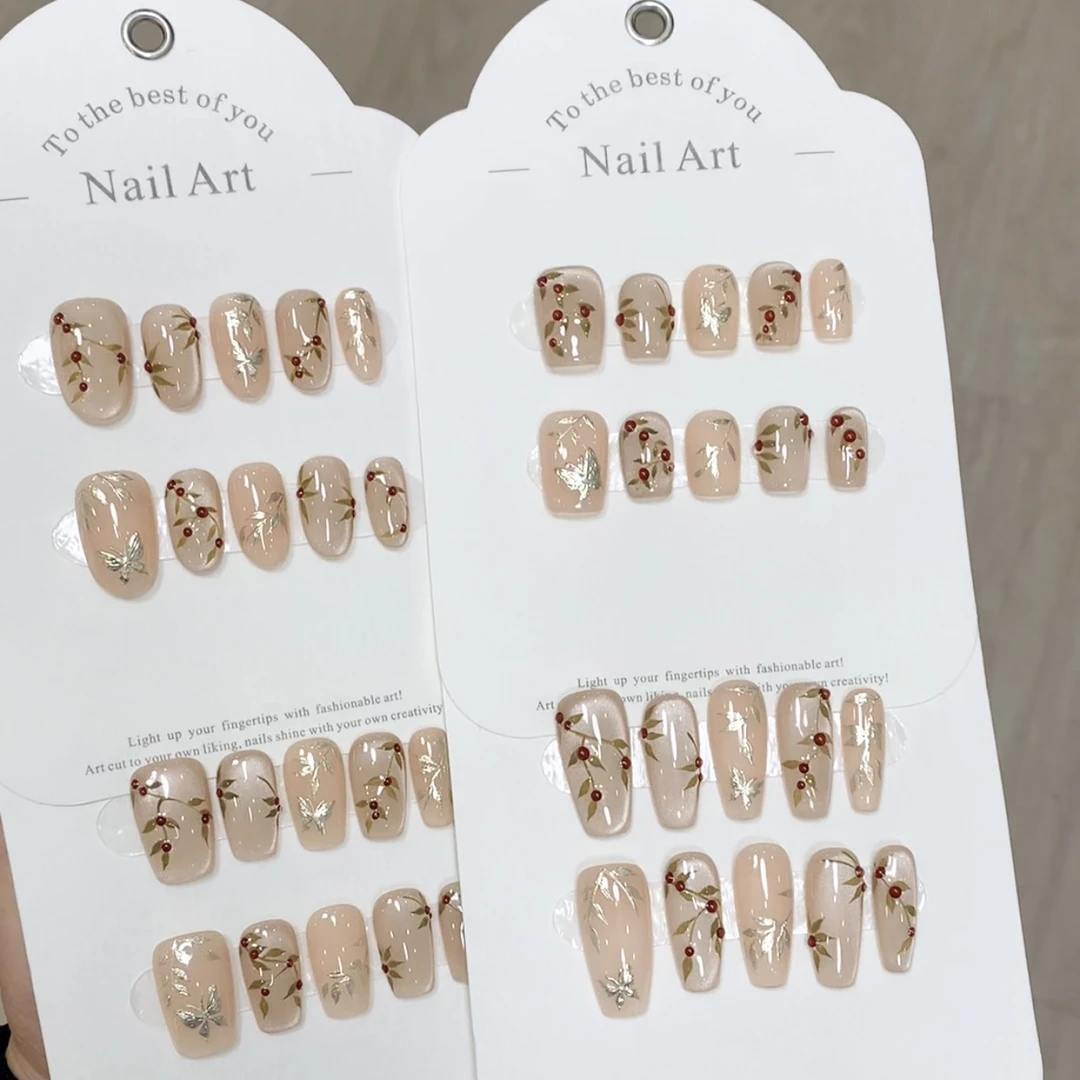 【红豆依枝】纯手工穿戴甲日禾推荐穿戴甲手绘贴片可手工穿戴甲片