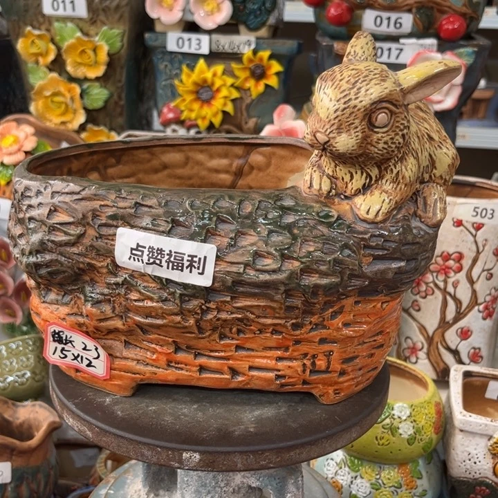 紫砂花盆粗陶材质多肉花盆