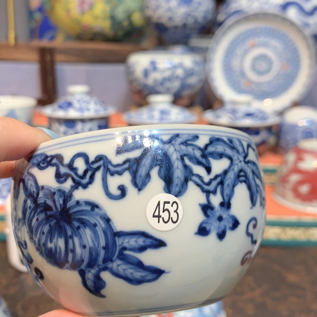 虎***453青花瓜纹缸杯wls102