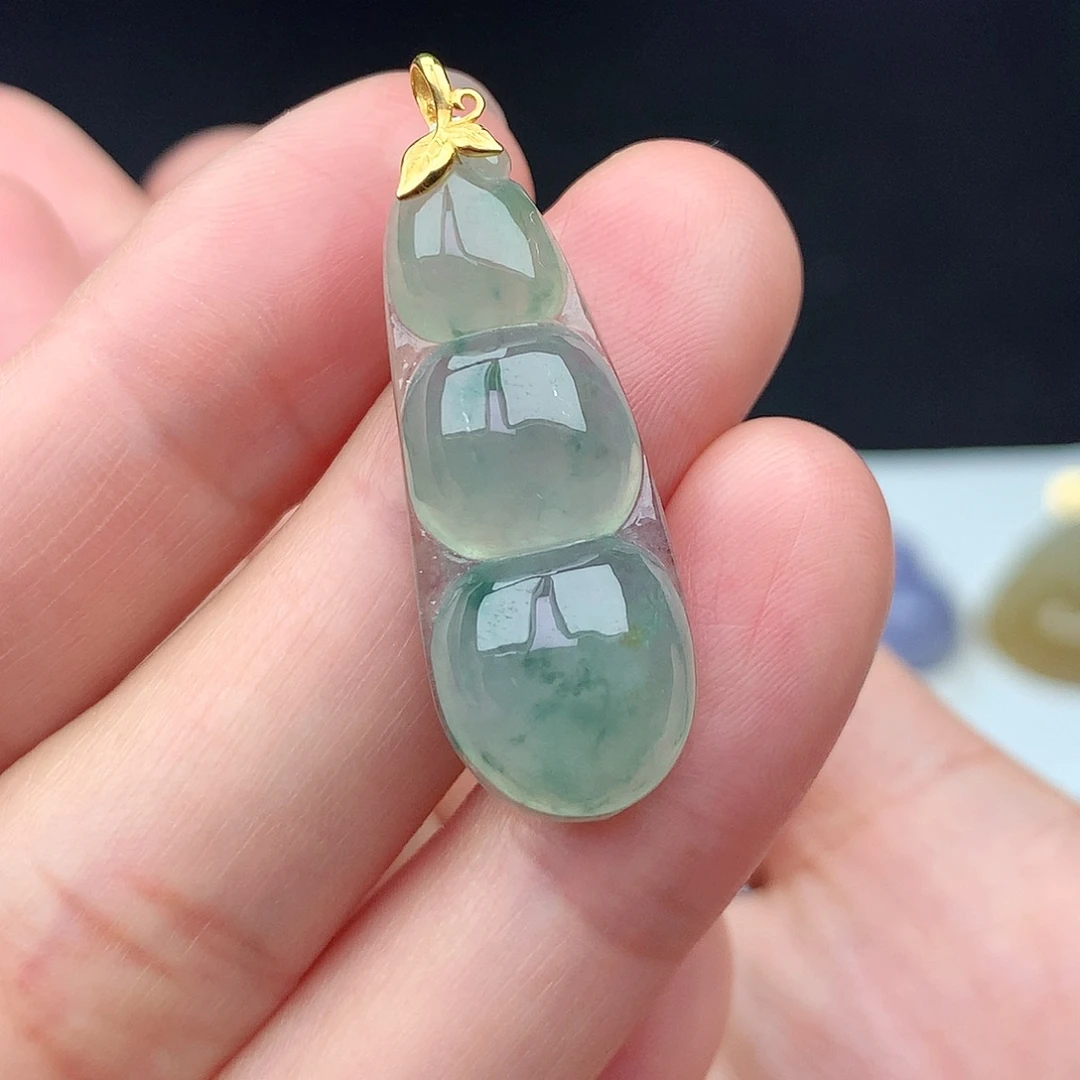 翡翠18K金镶嵌吊坠(不含链)