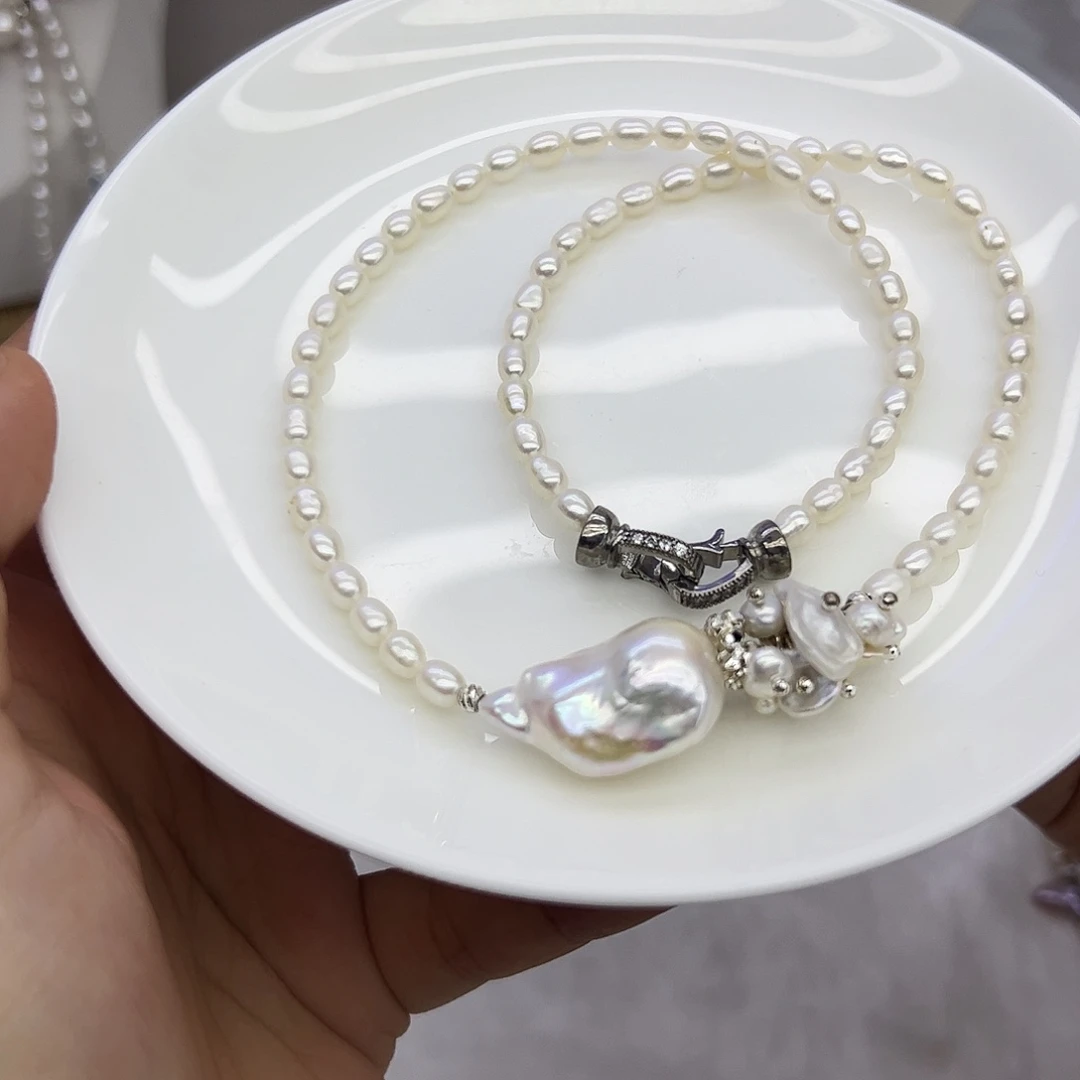 银S925镶嵌耳饰淡水珍珠