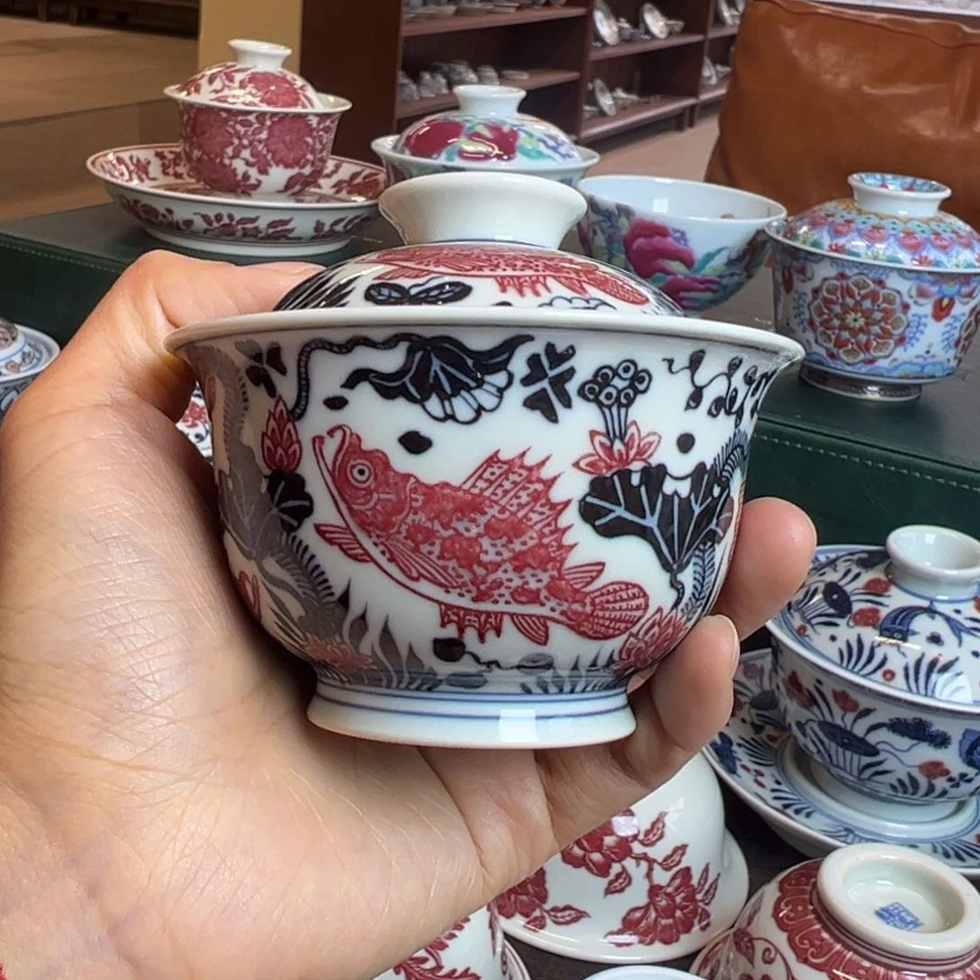 H正绎堂鱼藻纹盖碗