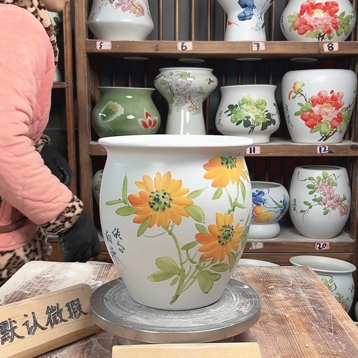 摆件圆口向日葵新款陶瓷大