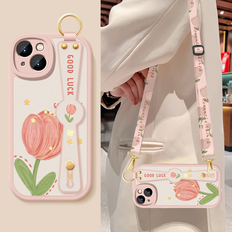 iPhone15手机壳苹果15promax斜挎挂绳pro全包保护套plus硅胶