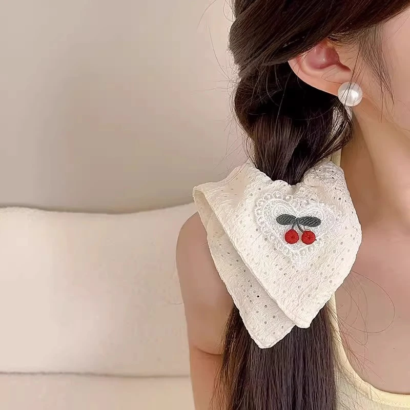 甜美风欧美韩版头饰发绳简约仙气日韩风格发圈百搭超可爱方巾发圈