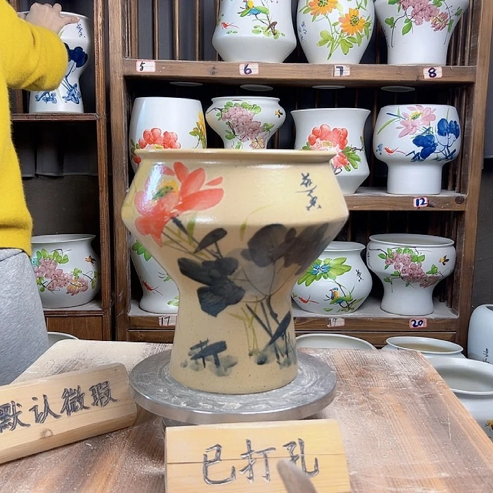 摆件高脚陶泥荷花新款新款陶瓷