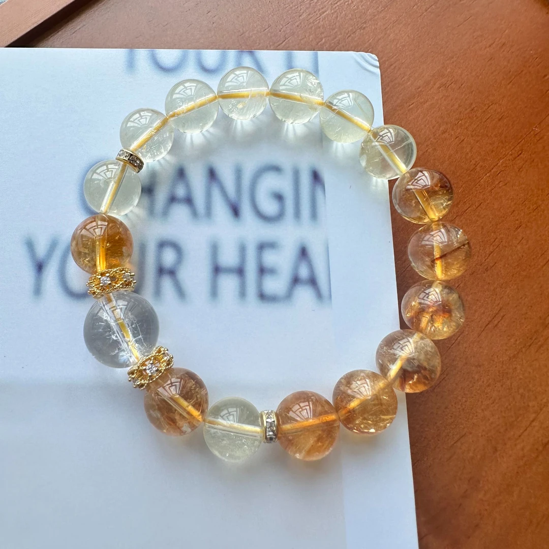 黄水晶 水晶手串水晶直播水晶珠串纯天然水晶手串