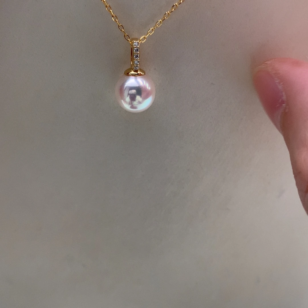 银S925镶嵌海水珍珠吊坠(赠链)8-8.5mm ak