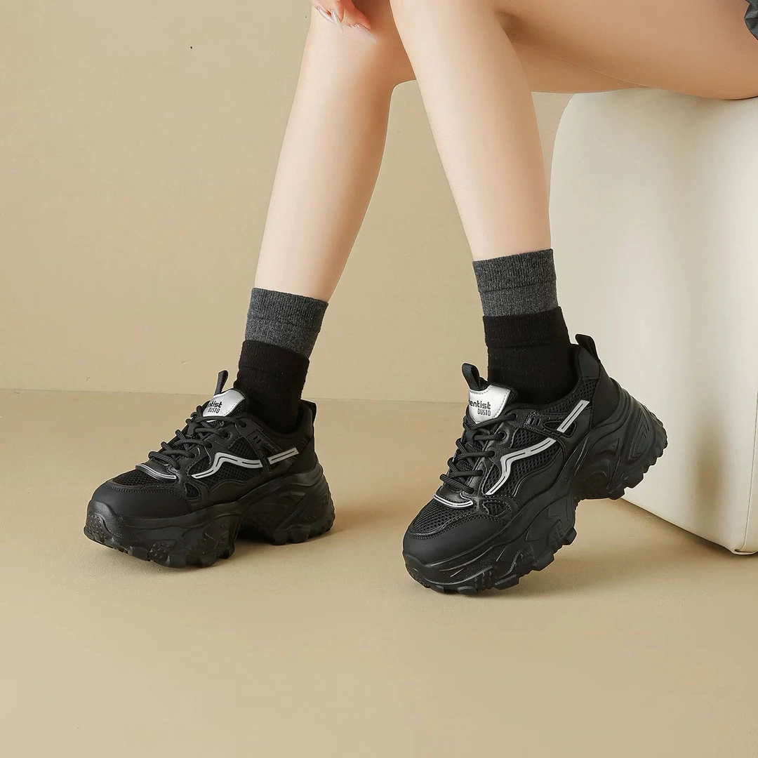 厚底老爹鞋女款1320新款女鞋秋季网面小白鞋休闲轻便运动鞋24D