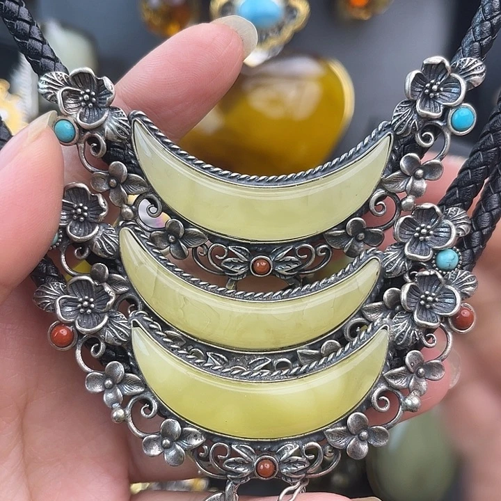 琥珀银S925镶嵌裸石