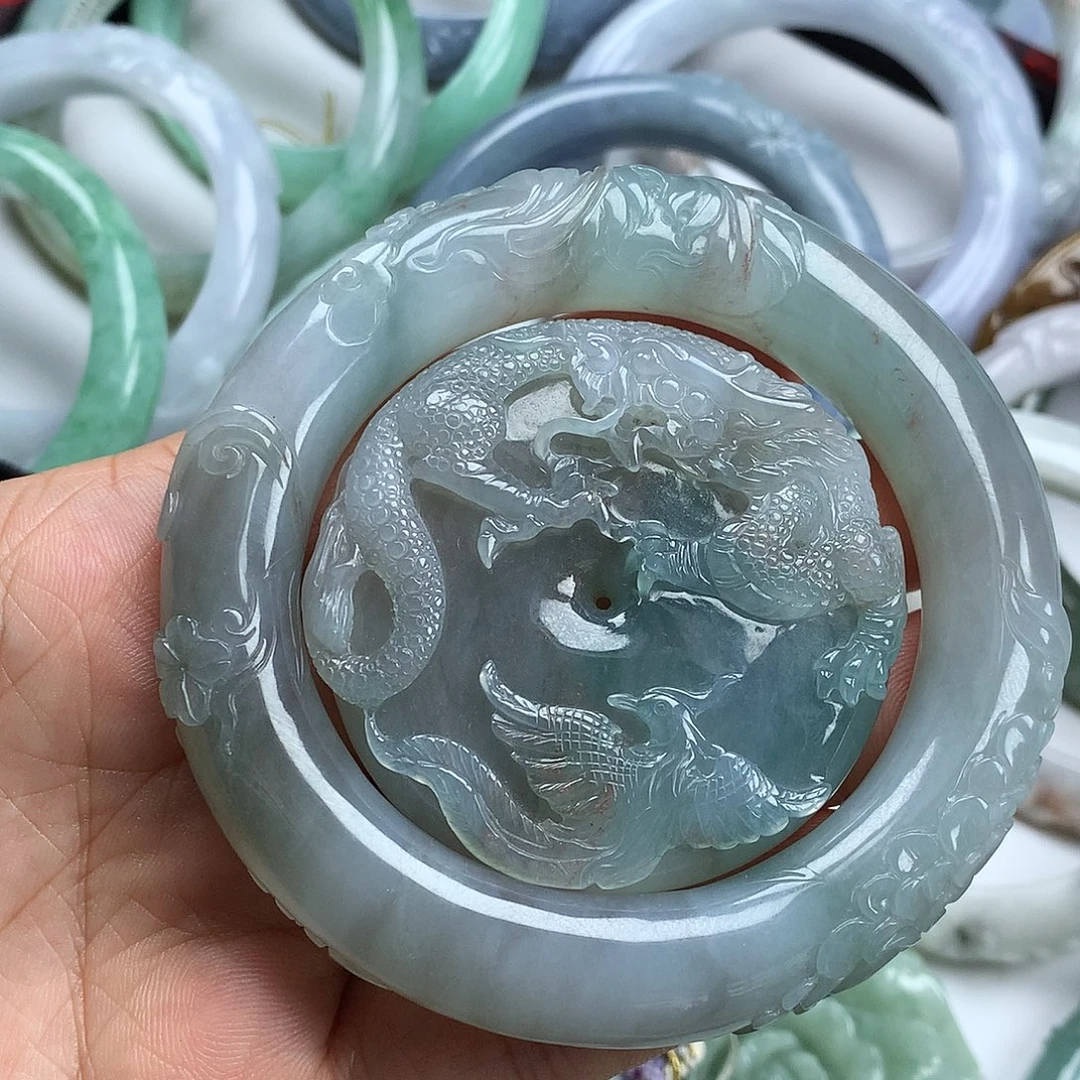 翡翠未镶嵌手镯天然翡翠55.5