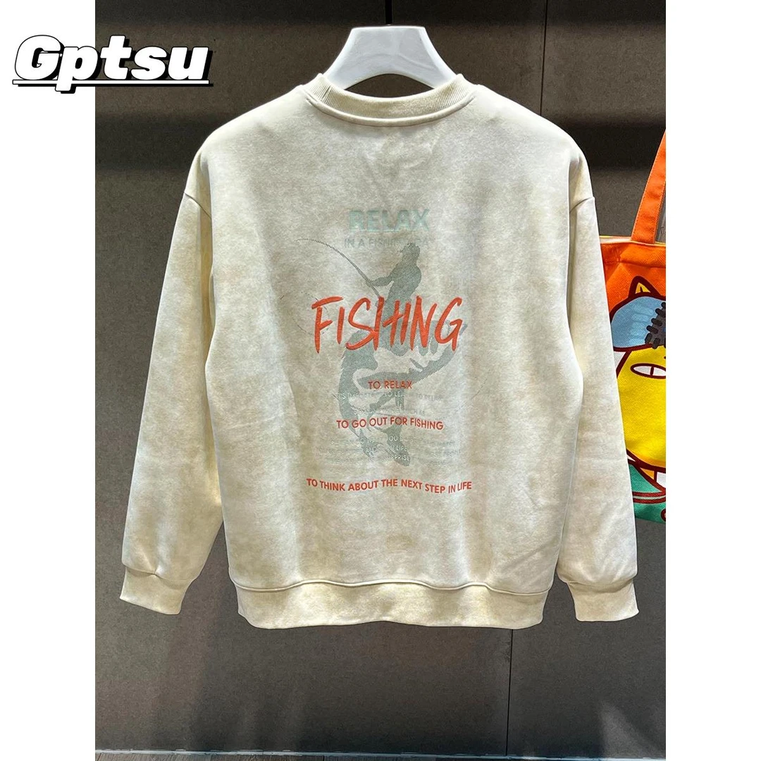 GPTSu美式潮流男式春秋季新款新潮长袖t恤圆领印花复古修身上衣潮