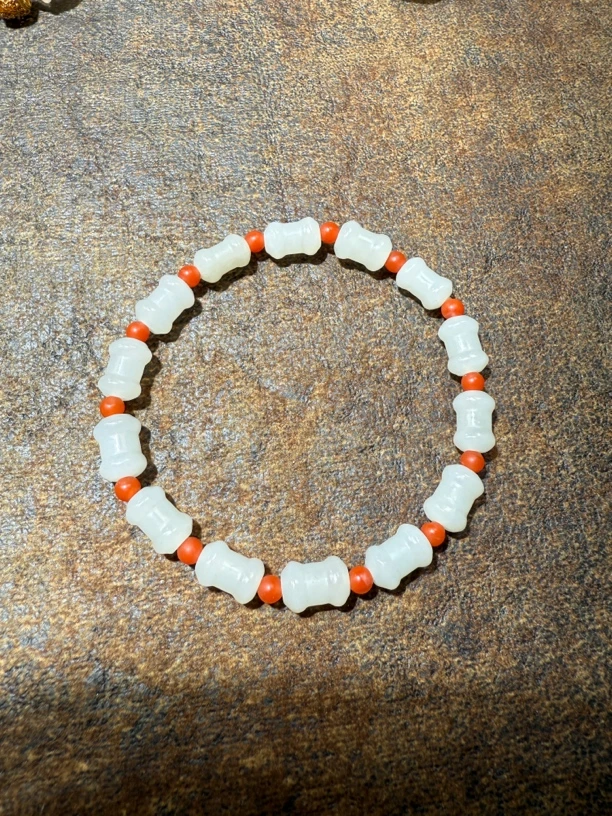 和田玉竹节手串 手工 白色气质时尚百搭