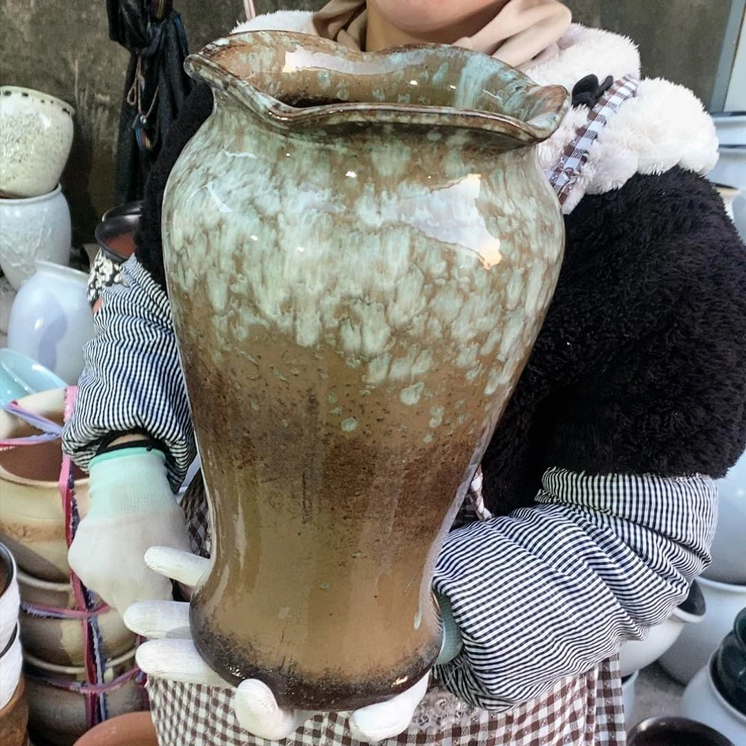 紫砂花盆瑕疵口17高30