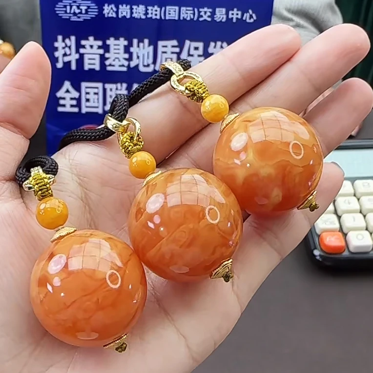 【齐福珠宝】30mm周年限定天然原矿蜜蜡圆珠锁骨（多样性发其一）