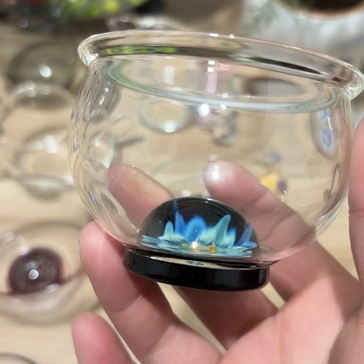 玻璃手工艺品玻璃茶器蓝花语缸