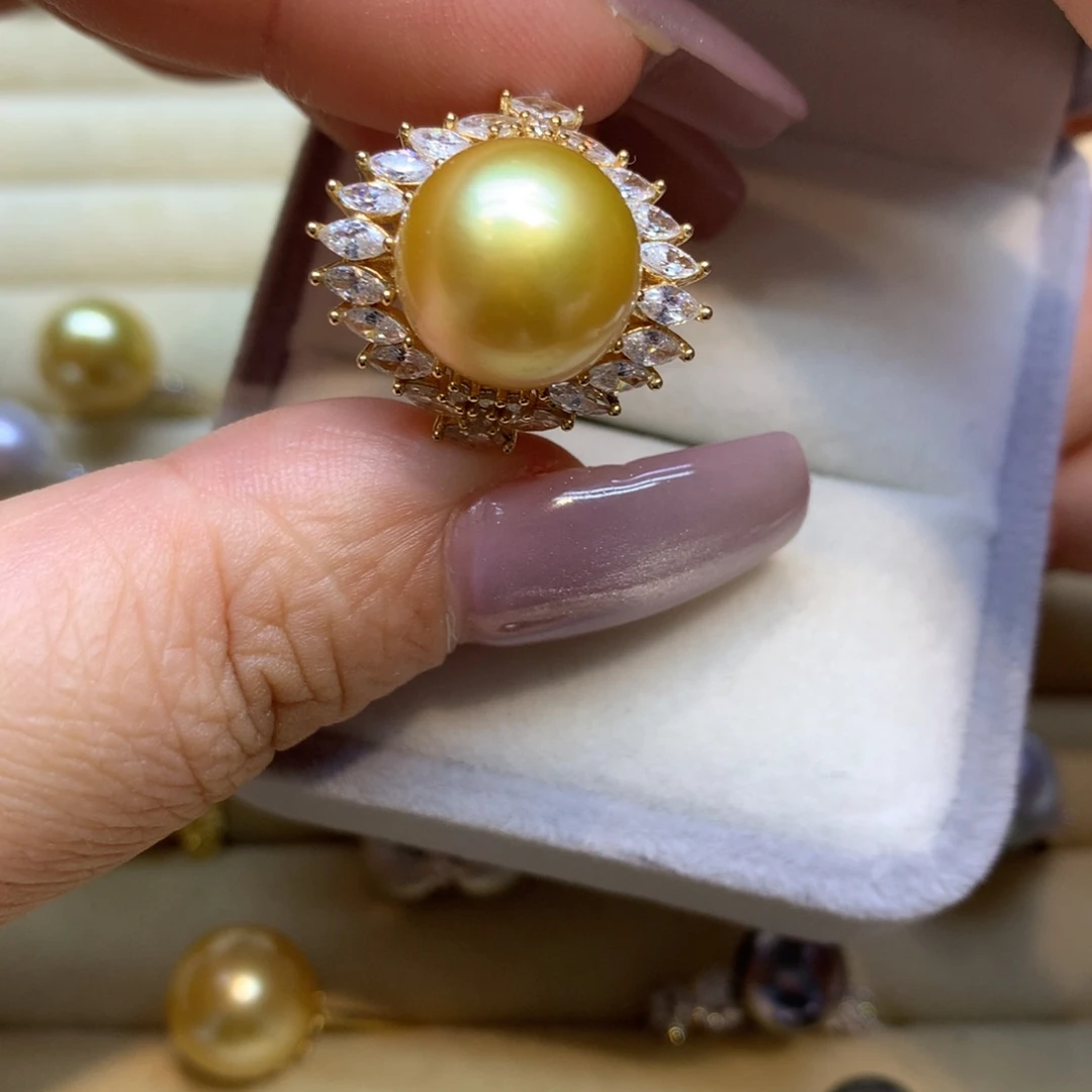 银S925镶嵌戒指海水珍珠