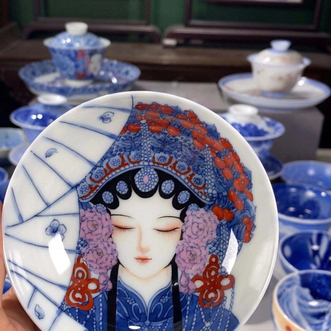 青花花旦主人杯杯