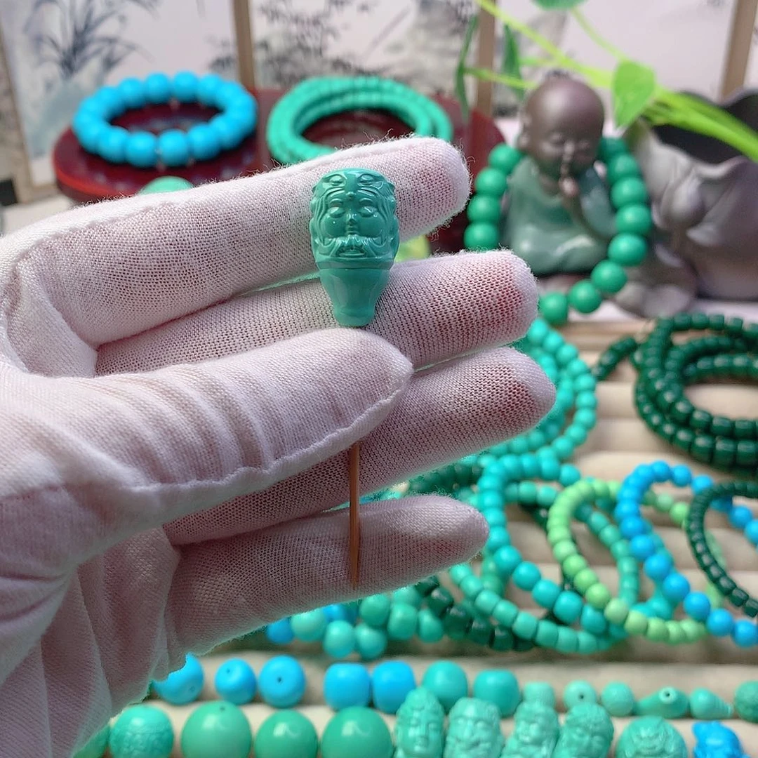 非金属雕刻宝宝佛三通绿色卡14