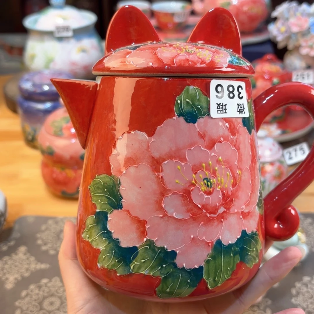 景德镇手绘高温釉下彩陶瓷茶具