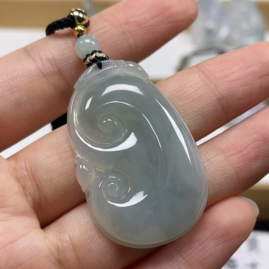 翡翠未镶嵌颈饰天然翡翠如意吊坠9号